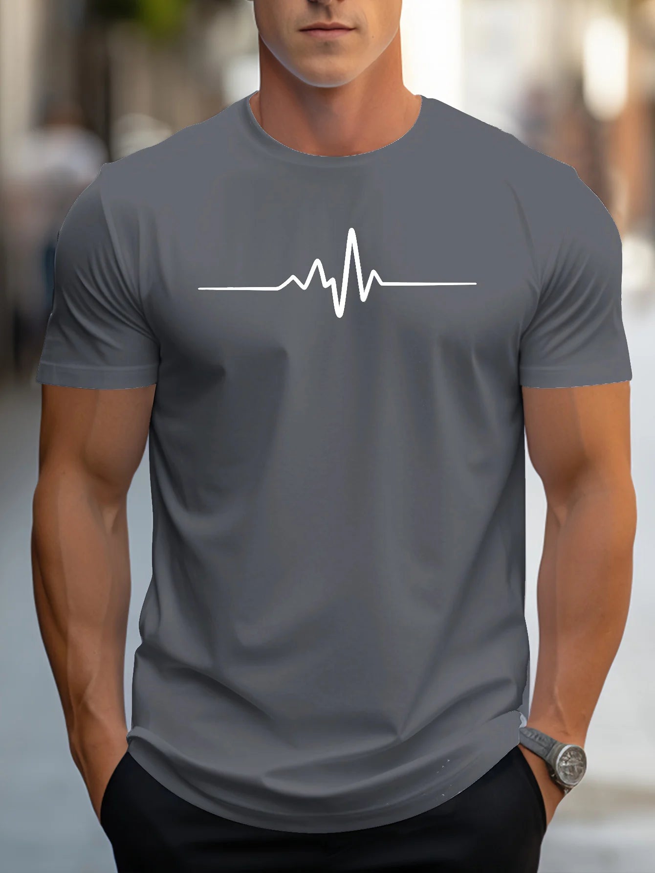 Men Short Sleeve cotton summer loose size Creative Graphic printed slim fit casual sports round neck short sleeved T-shirt top