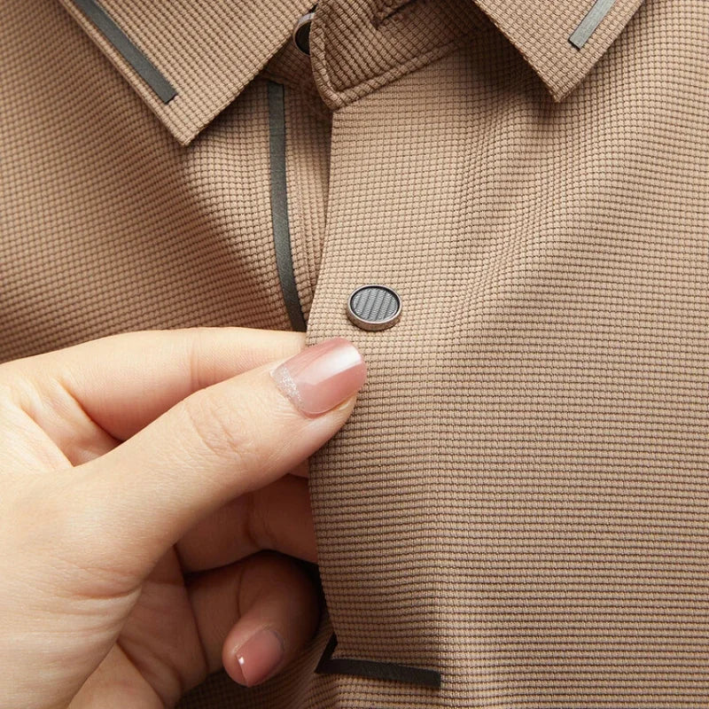 Polo Shirt Seamless Premium Luxury Cool Fabric Business Casual Golf Slim Fit Blouse Collar T-shirt