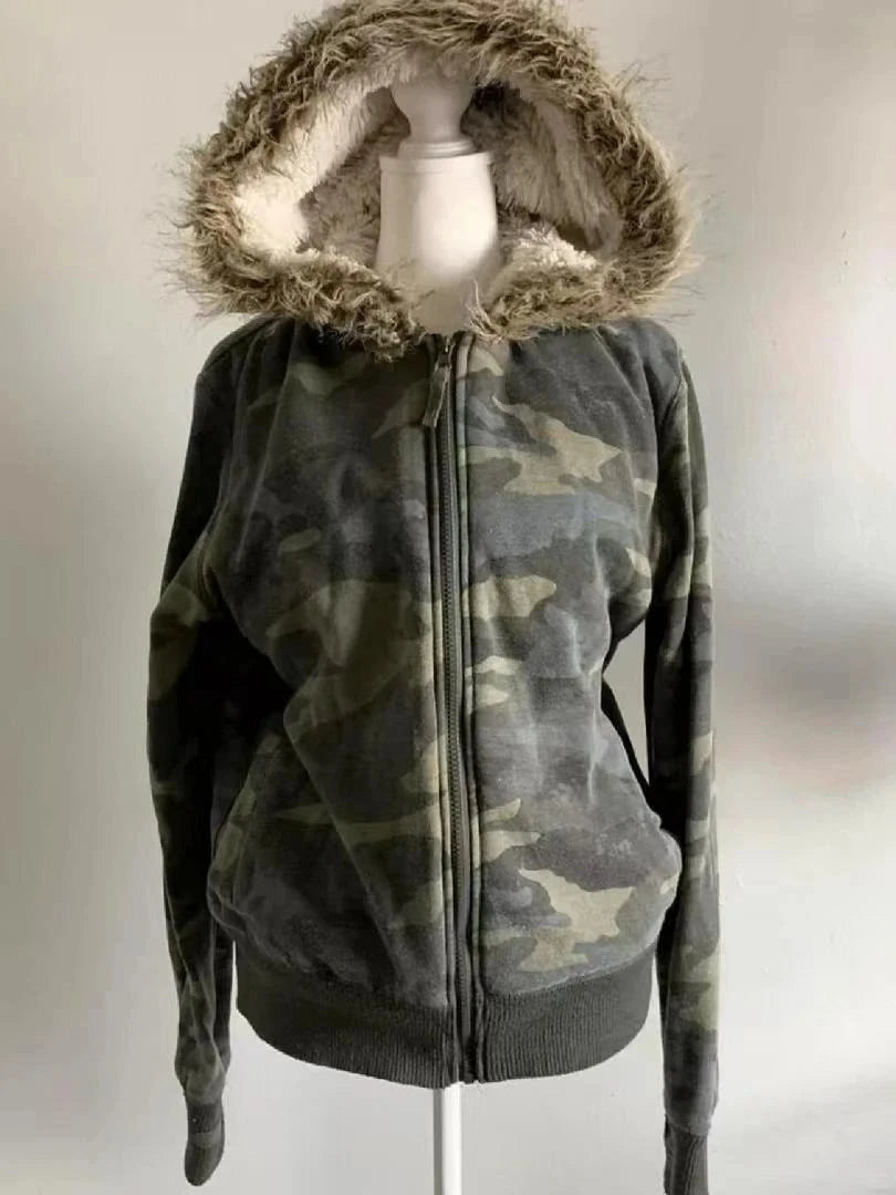Hoodies Women Vintage Sweatshirts 2025 Women's Clothes White Print Tunic Hooded Y2k Coat Streetwear Fashion Casual Hoodies Tops Ropa Mujer