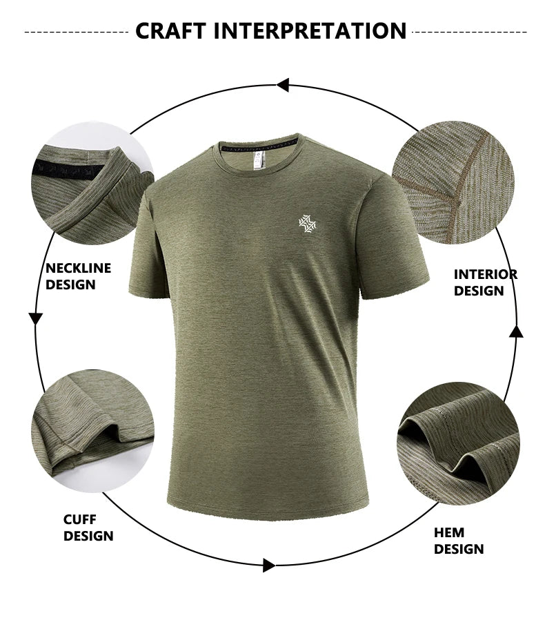 T-shirts Fashion football style men's outdoor running fitness loose short sleeve T-shirt Breathable quick drying casual Gym Tops