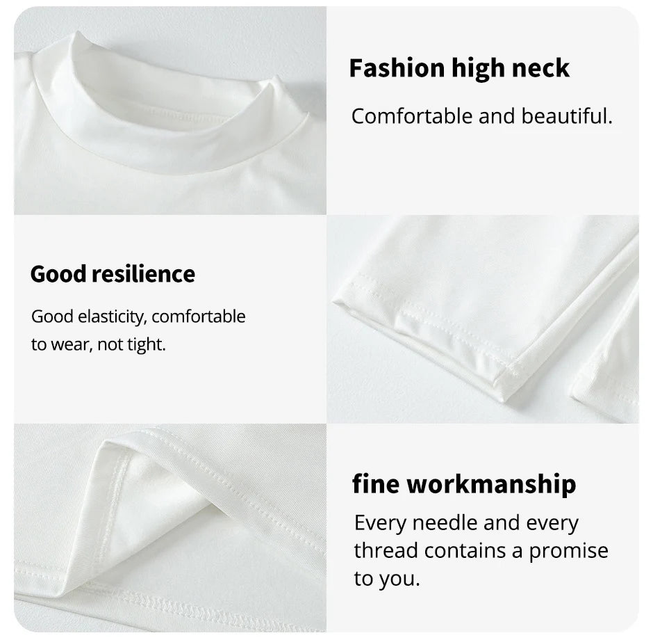 T-shirts 1/3 Pcs Men's White BottoMing Small Turtleneck Shirt In Autumn And Winter Casual Joker Fashion Long Sleeve T-Shirt Teenagers War