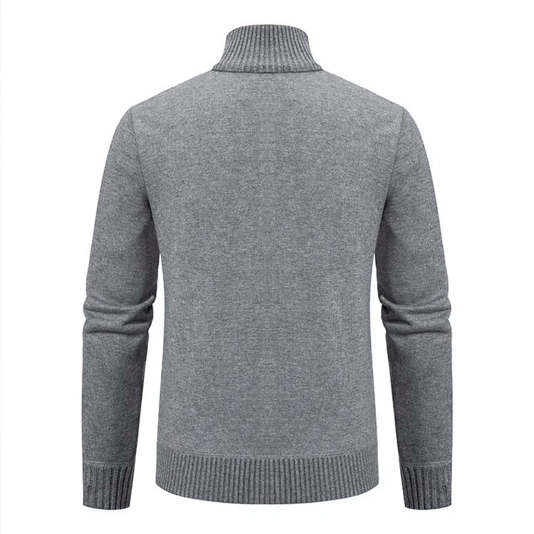 Men's Long Sleeve Knitted Tops Velvet Warmth Casual Autumn Winter Fashion High Collar Multi-Functional Jacket Winter Casual Tops