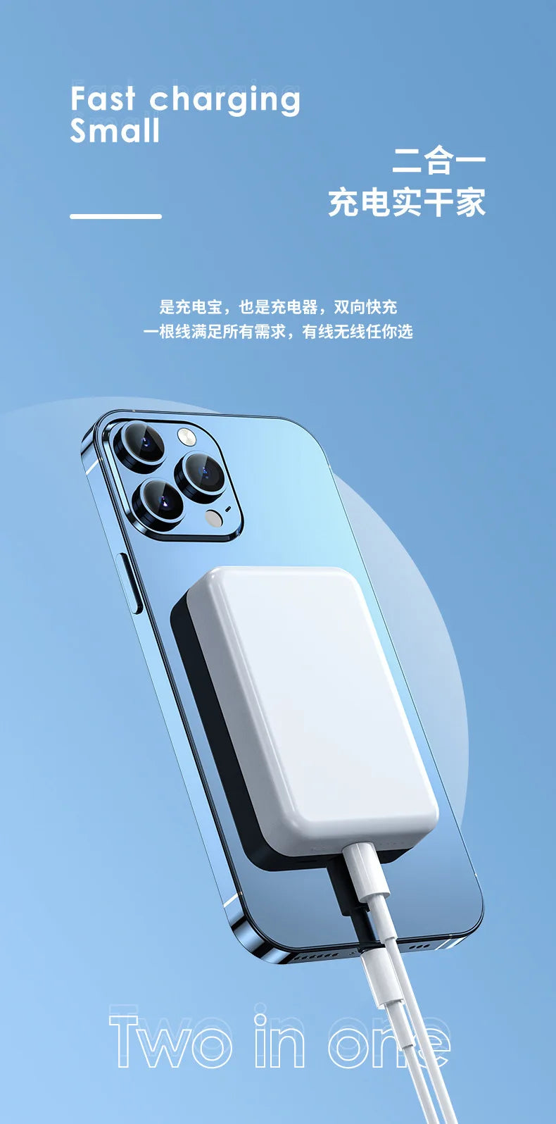 10000mah Large Capacity for Magsafe Magnetic Mini Wireless Power Bank Fast Charging Portable Power Bank External Battery