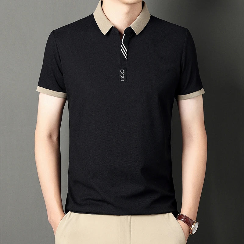 Polo Men's Solid Color Casual Fashion Short Sleeve Polo Shirt Summer Comfortable Top for Business And Leisure