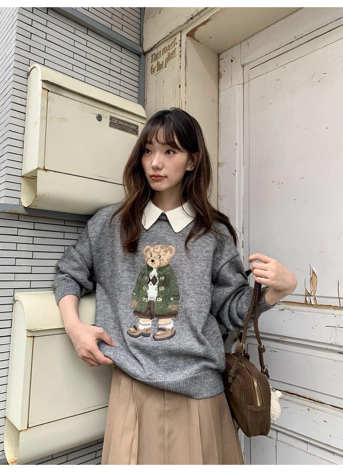 High Quality French Vintage Luxury Bear Jacquard Sweater For Women Autumn New Fashion Korean Casual Loose Pullover Knitted Tops