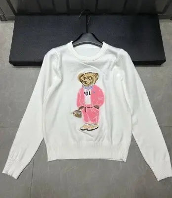 High Quality Fall Winter New Fashion Lazy Cartoon Bear Embroidery Loose Knitted Sweater Tops Women Casual Pullover Sweater Pull