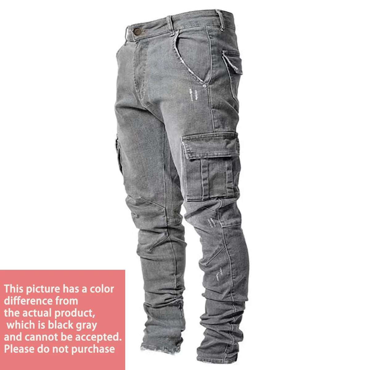 Men's Slim Fit Denim Pants Street Motorcycle Ankle binding High-quality Fashion Tight Fitting Cut Multiple Colors Choose From