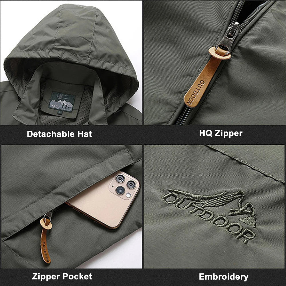 JUMPER Windbreaker Men Tactical Jacket Waterproof Outdoor Hooded Coat Sports Military European Size S-5XL Field Climbing Thin Outwear