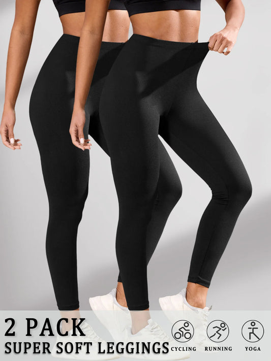 Leggings 2 Pack Women's Super Soft Leggings High Elasticity No See Through Workout Yoga Running Athletic Push Up Gym Fitness Leggings