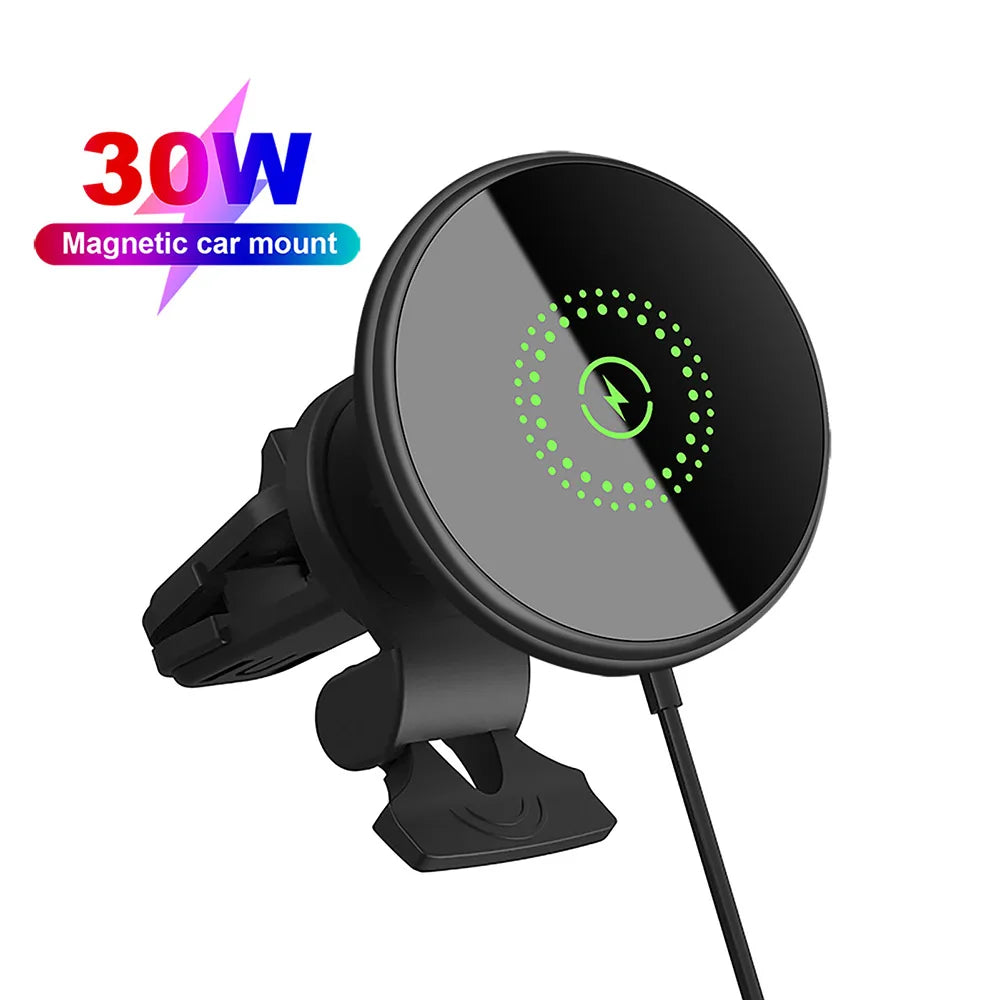 NEW 30W Magnetic Car Wireless Charger Air Vent Holder for iPhone 12 13 14 15 Pro Max Mini Fast Car Charging Phone Stand Chargers