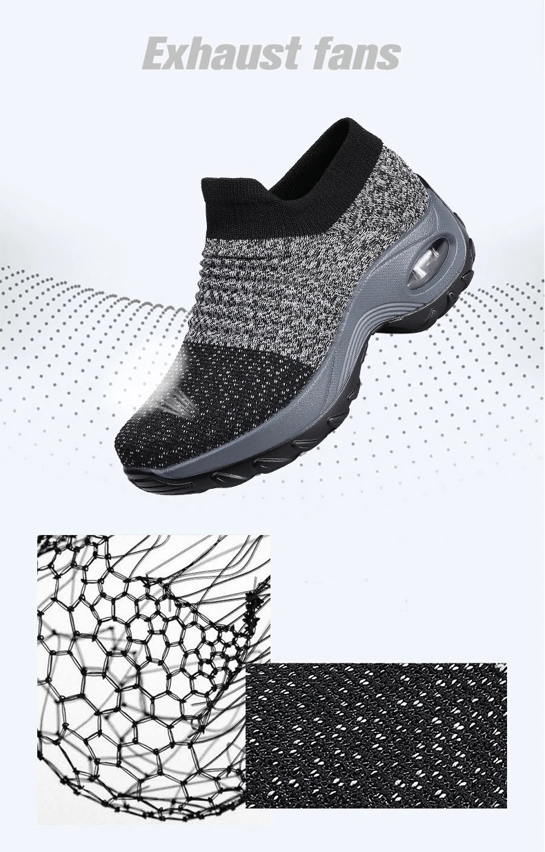 Women Sneakers Fashion Breathable Walking Mesh Platform Shoes Sneakers for Women Gym Vulcanized Shoes Black Female Footwear