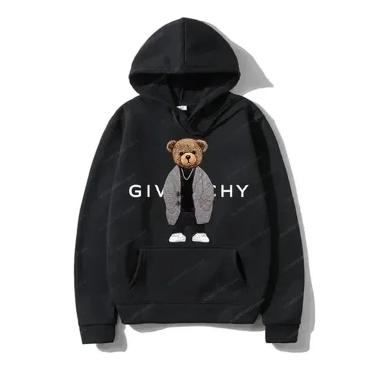 Men Women Unisex Autumn Winter Luxury Bear Print Hoodies Long Sleeve Fleece Pullover High Quality Free Shipping
