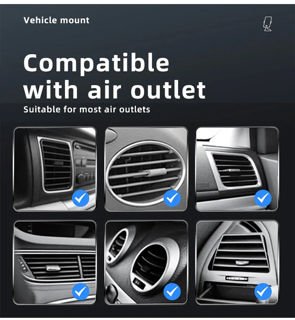 15W Magnetic Wireless Car Charger Air Vent Phone Holder Stand 15W Fast Charging Car Mount For iPhone 16 15 14 Plus 13 12 ProMax