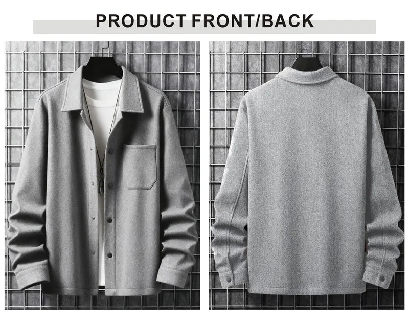 Jacket Lapel Button-Down Casual Coat for Autumn Winter Business，with Pocket