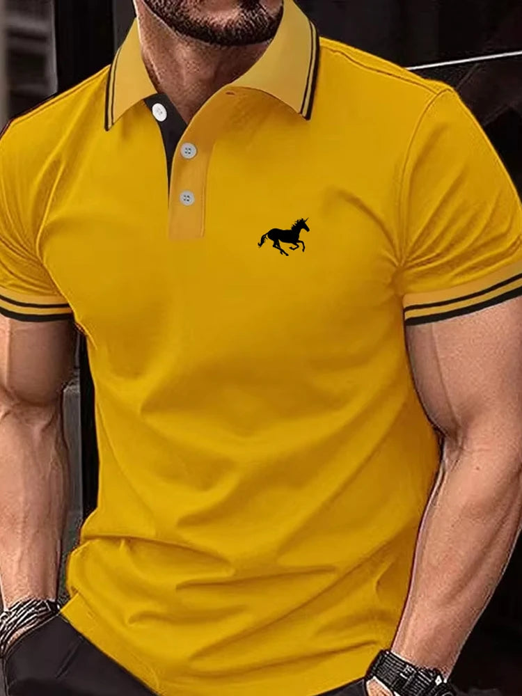 Polo New Men's T-shirt Classic Short sleeved Polo Shirt Summer Top Casual T-shirt Button Lapel Super Large S-3XL Casual Polo Shirt