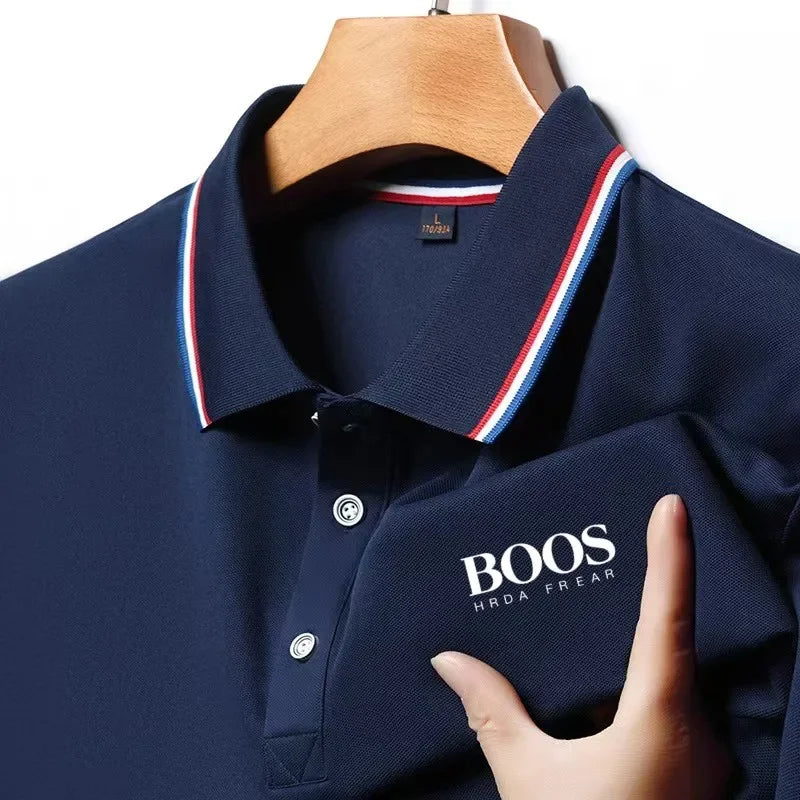 Polo Men's New Embroidered Business Casual Short Sleeved Polo Shirt, Fashionable Short Sleeved Comfortable Breathable Top