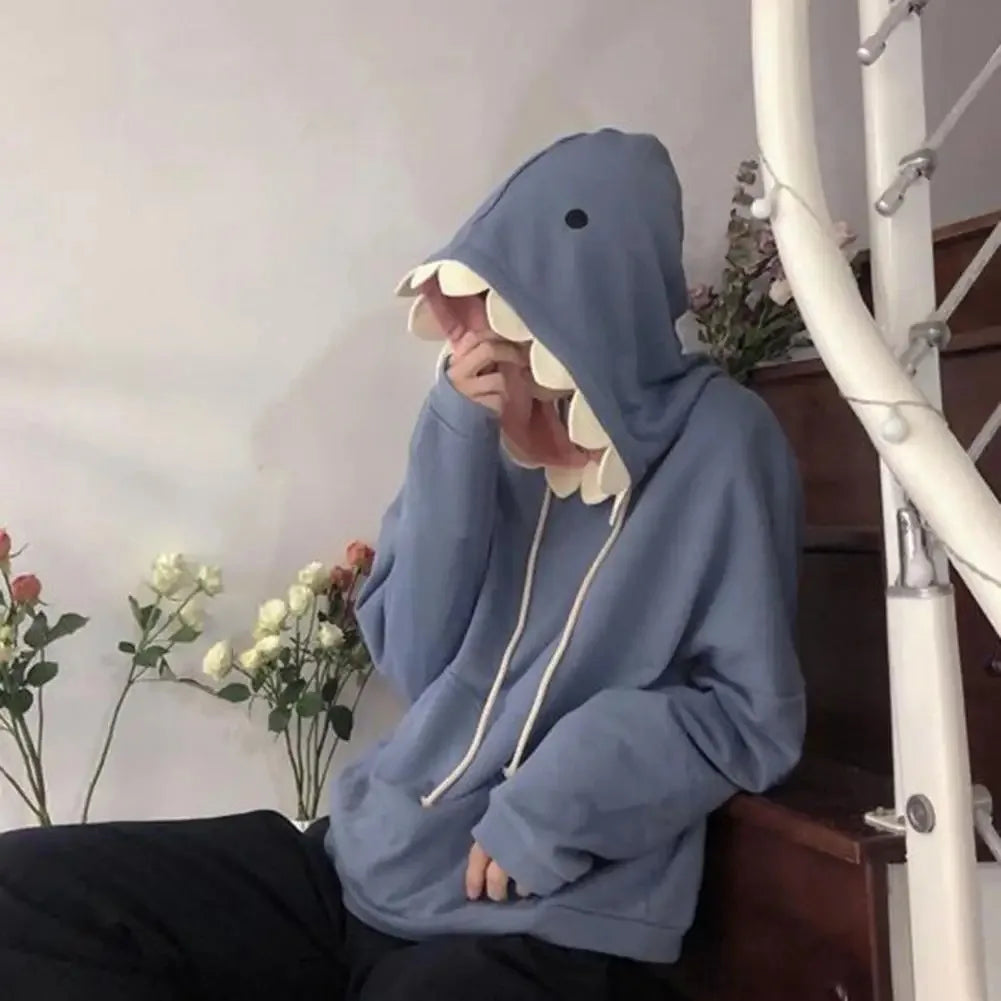 Hoodies Women  New Funny Shark Patchwork Hoodies Men and Women Kawaii Sweatshirt Fashion Casual Pullover School Oversized Clothes