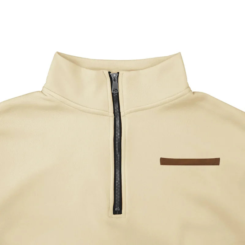 American Autumn Winter Heavy Fleece Long-sleeved Men's Sweatshirt Half Zipper Loose Stand-up Collar Pullover Men's Sweatshirt