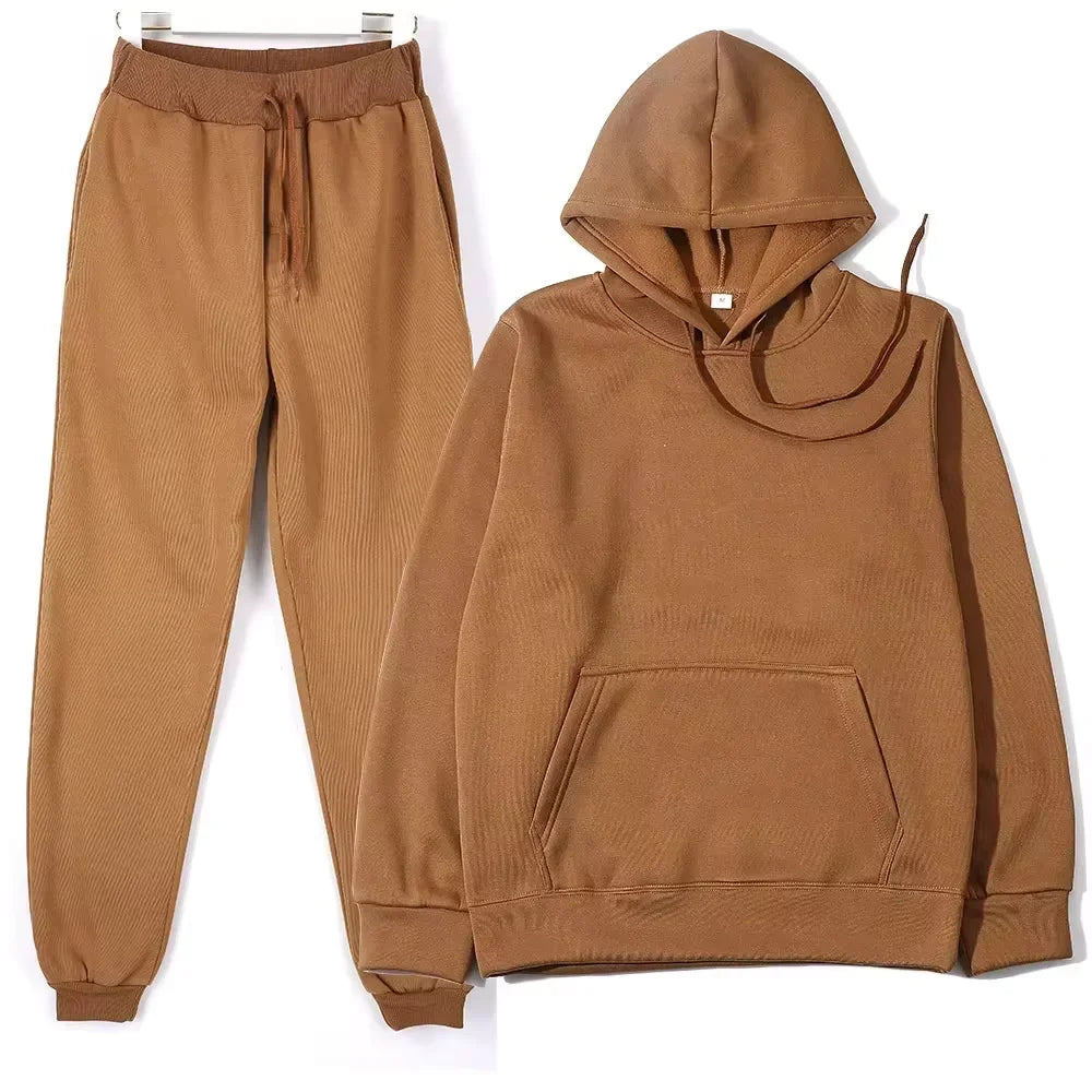 Trend Casual Fashion Thickened Long-sleeved Sweater Pants Two-piece Cap Suit Men Women