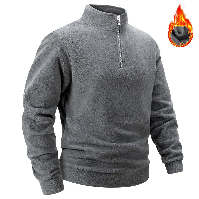 Men Casual Fleece Sweatshirts Tops Men Sport Classic Stand Collar Sweatshirts Men’s Quarter Zip Hoodie Basic Pullover 3XL