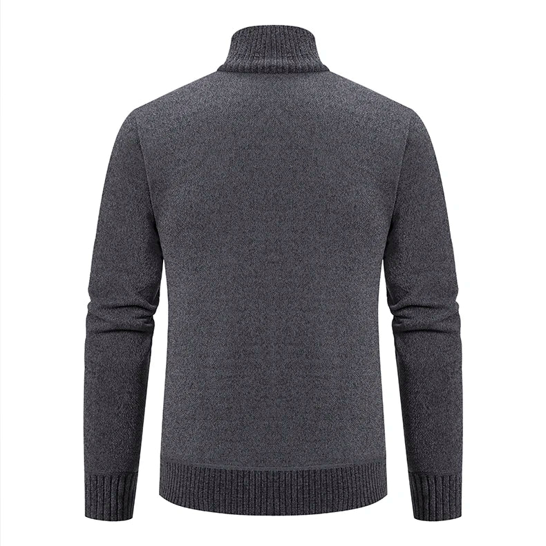 Sweater Coat Brown Jacket Business Casual Turtleneck Zipper Overcoat Wool Velvet Pullovers Cold Sweatercoat