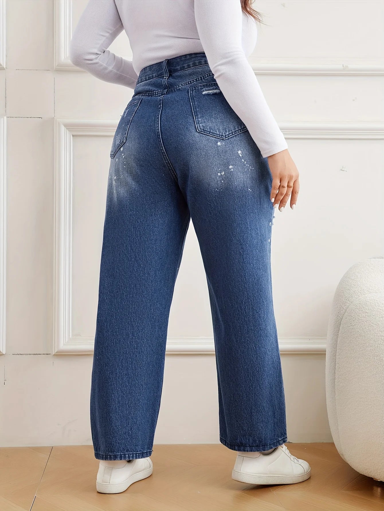2024 new trendy element hole plus size jeans