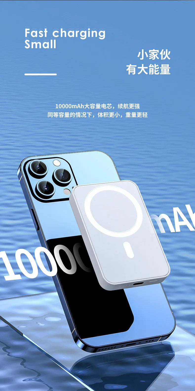 10000mah Large Capacity for Magsafe Magnetic Mini Wireless Power Bank Fast Charging Portable Power Bank External Battery