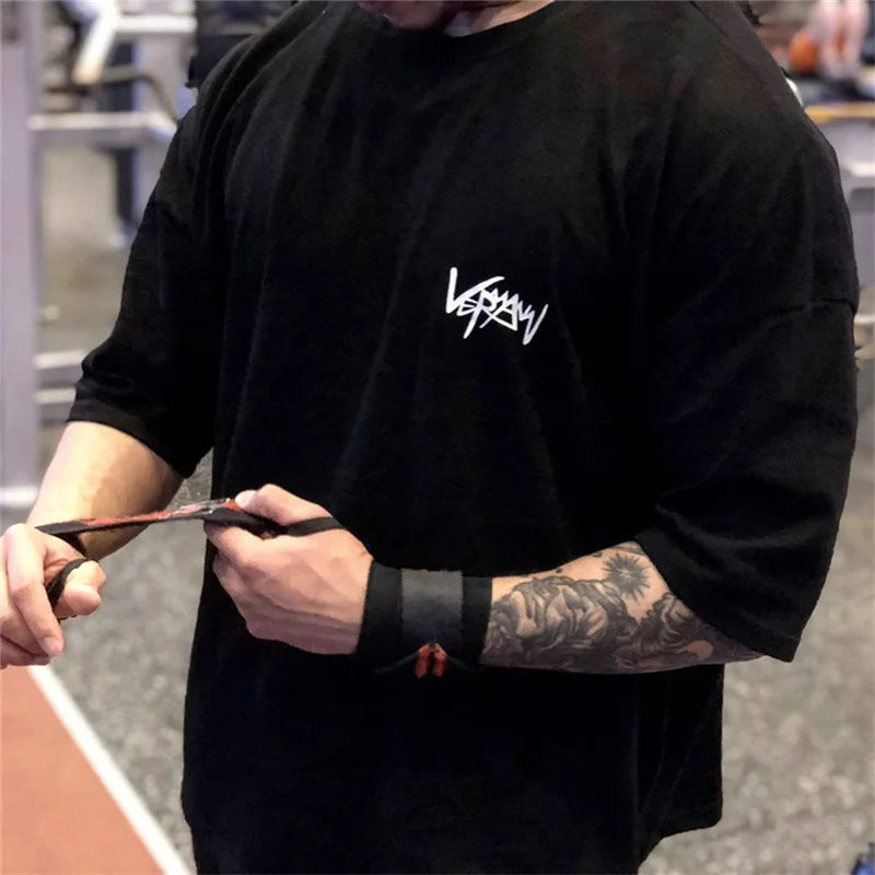 T-shirts Collar  sports  Oversize Cotton Summer Tee Training running shirt Man Streetwear Half Sleeve men T-shirt