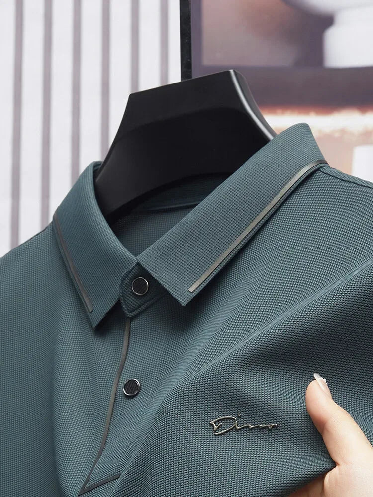 Polo Shirt Seamless Premium Luxury Cool Fabric Business Casual Golf Slim Fit Blouse Collar T-shirt