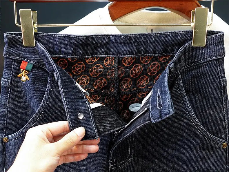 Men's Printed Design Street All-Match Casual Soft Stretch Quality Men's Clothing Skinny Trousers