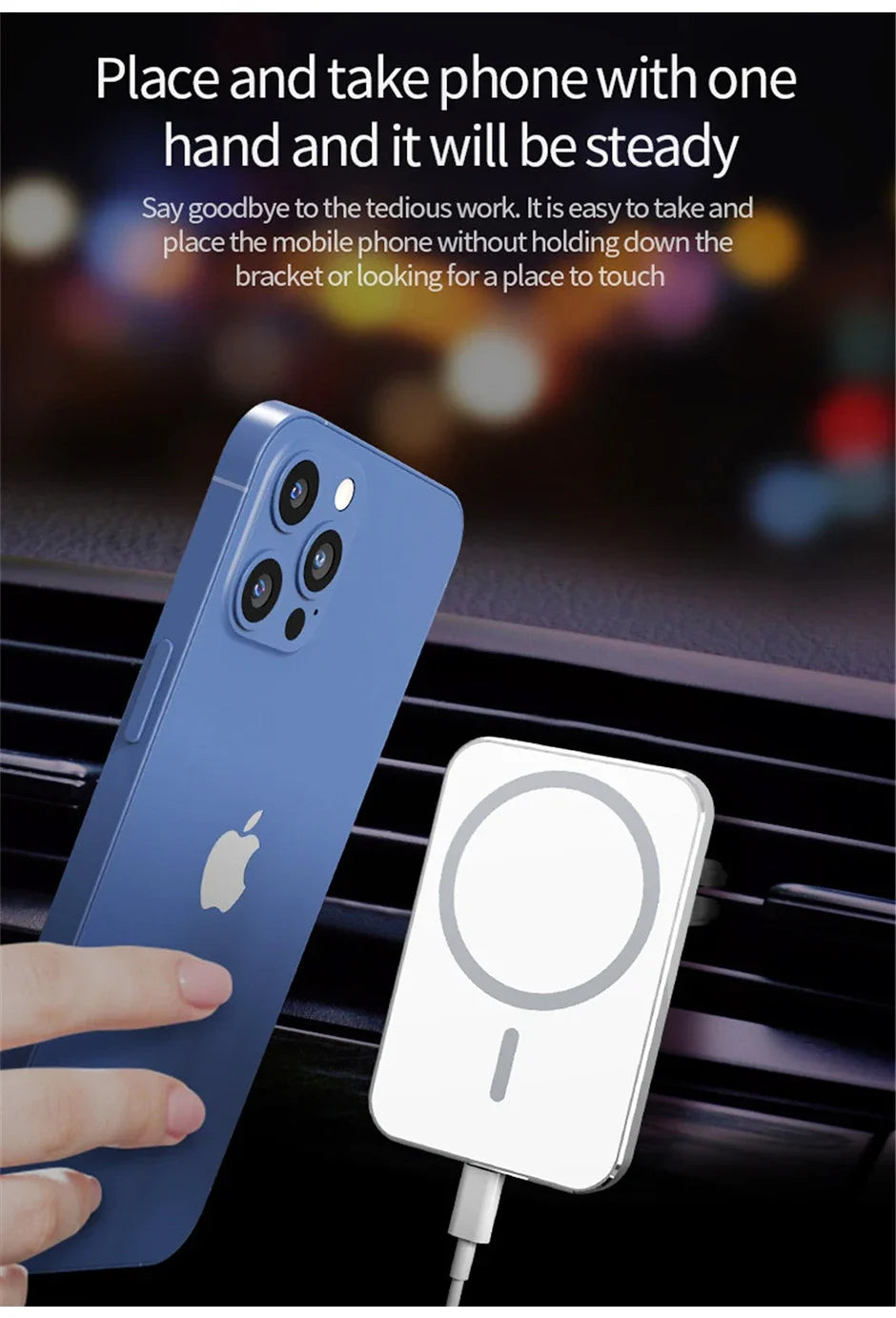 15W Magnetic Wireless Car Charger Air Vent Phone Holder Stand 15W Fast Charging Car Mount For iPhone 16 15 14 Plus 13 12 ProMax