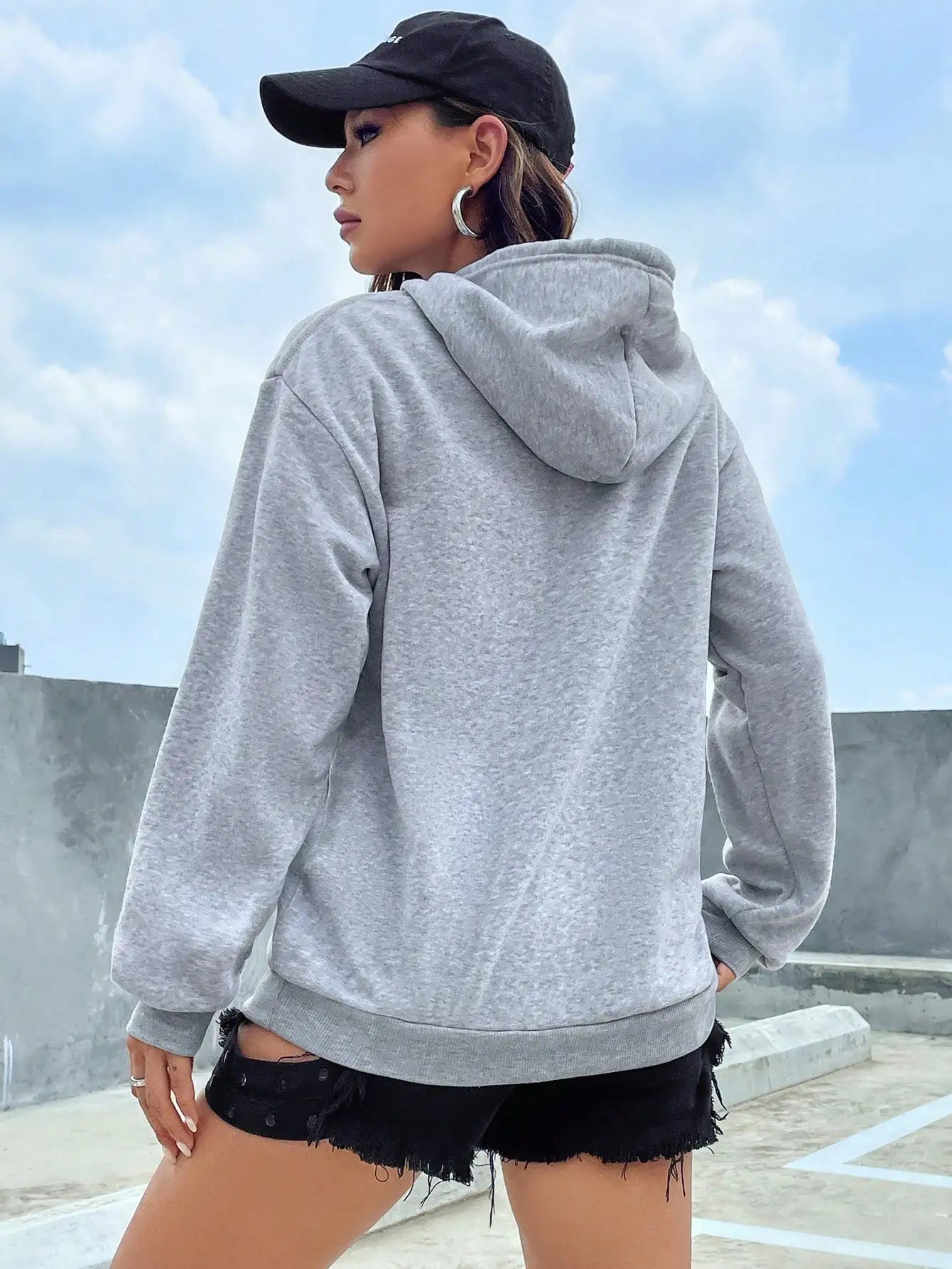 Solid Color Casual Hoodie For Female Pocket Creative Hoody All-Match Street Clothes Womens Fleece Unisex Pullovers