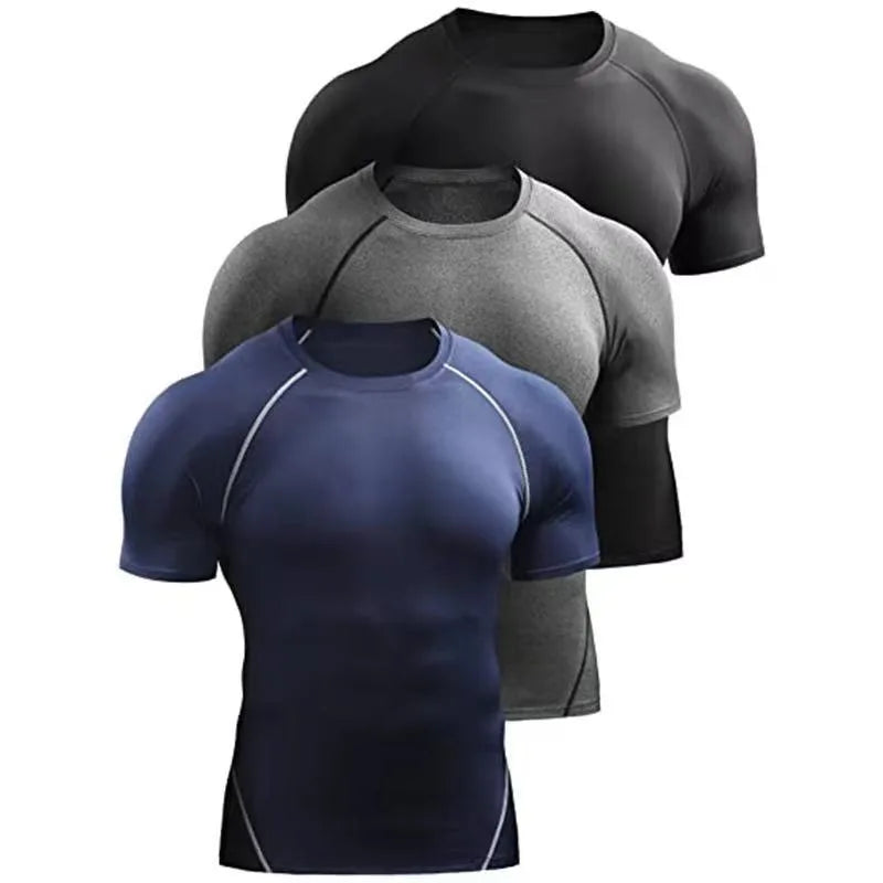 T-shirts Fitness clothes men's outdoor sports quick drying short sleeved t-shirt training pro running stretch tight fitting clothes yoga