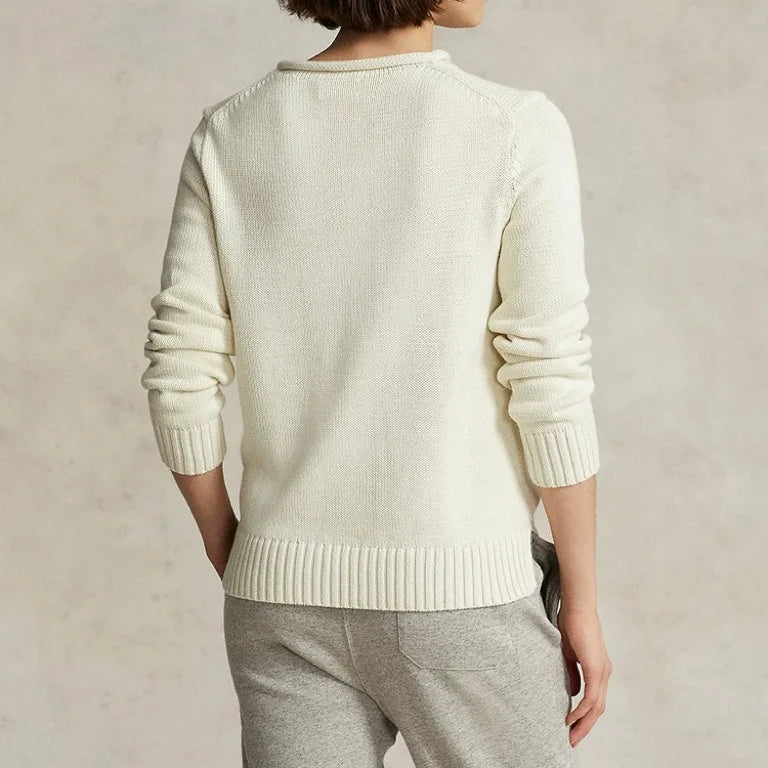 Cute Bear Pattern Cotton Knitwear Sweet Style Versatile Long Sleeve round Neck Sweater Autumn Winter New Arrival for Women