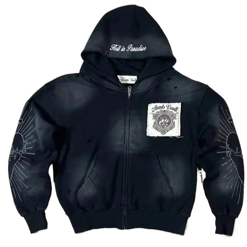 Hoodies Women American Y2K New Hip Hop Trend Zipper Hoodie Women Street Casual Loose Joker Vintage Sweatshirt Unisex Fleece Padded Warm Hoodie