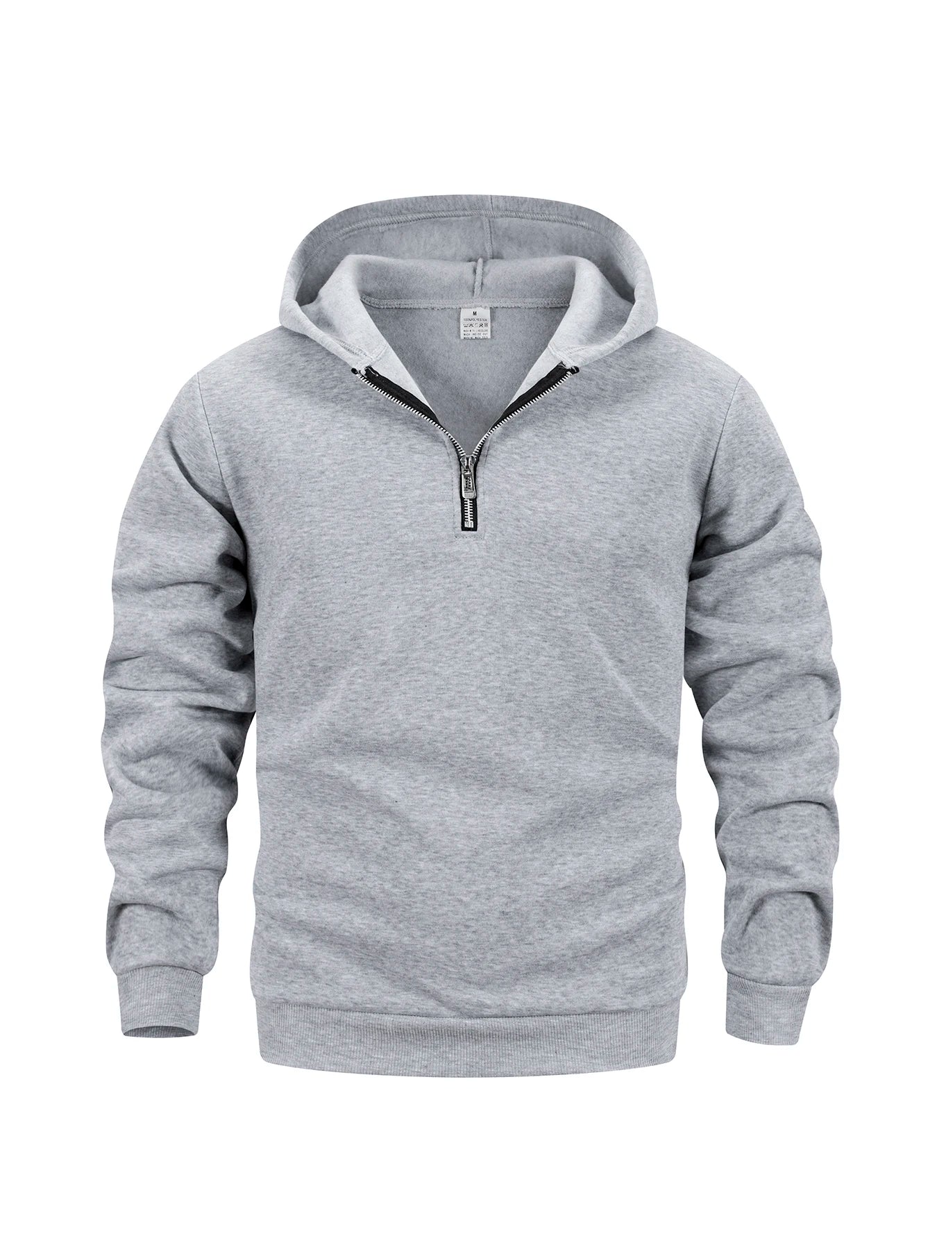 Men's Quarter Zip Up Hoodies Autumn Warm Long Sleeve Sweatshirt Fashion Street Casual Pullover Solid Color Basic Men Clothing