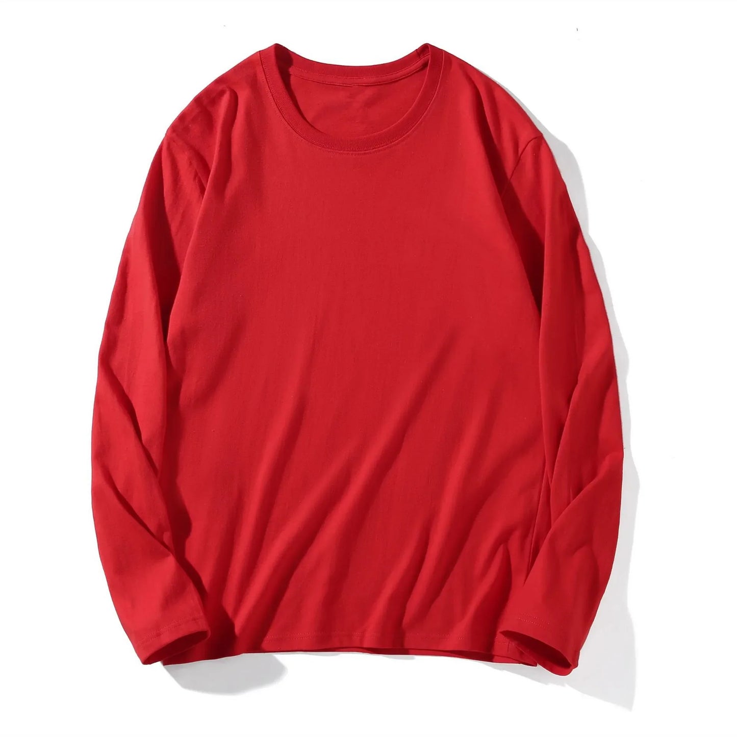 Long Sleeve Crew Neck Solid Color T-Shirt for Women Comfortable Cotton Top Fashionable