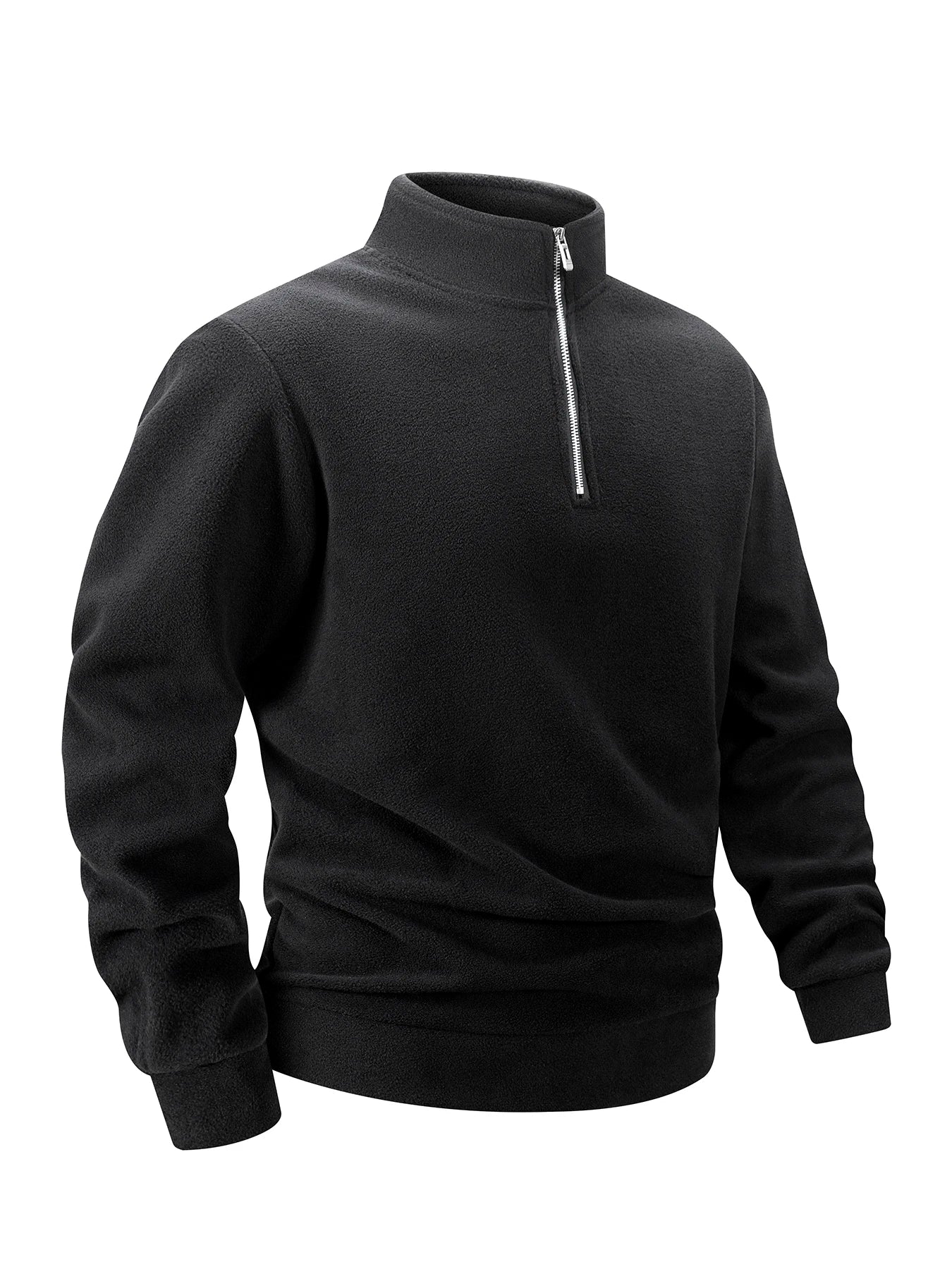 Men Casual Fleece Sweatshirts Tops Men Sport Classic Stand Collar Sweatshirts Men’s Quarter Zip Hoodie Basic Pullover 3XL
