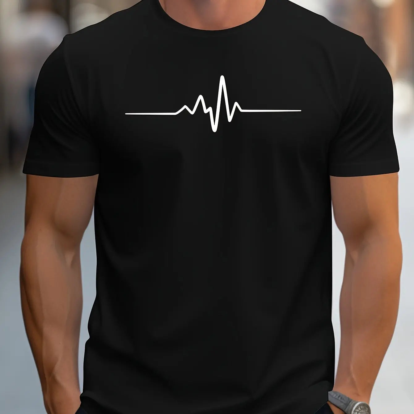 Men Short Sleeve cotton summer loose size Creative Graphic printed slim fit casual sports round neck short sleeved T-shirt top
