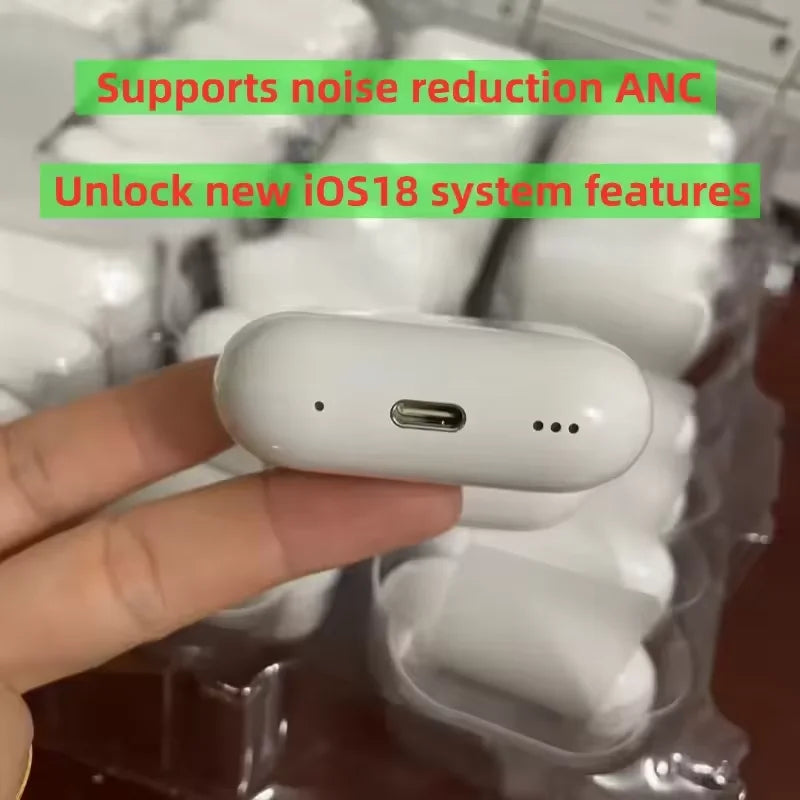 NEW IOS18 ANC Pro 2 Wireless Bluetooth Earbuds Active Noise Cancellation Gaming Handfree Headset Earphone USB-C Type Cable