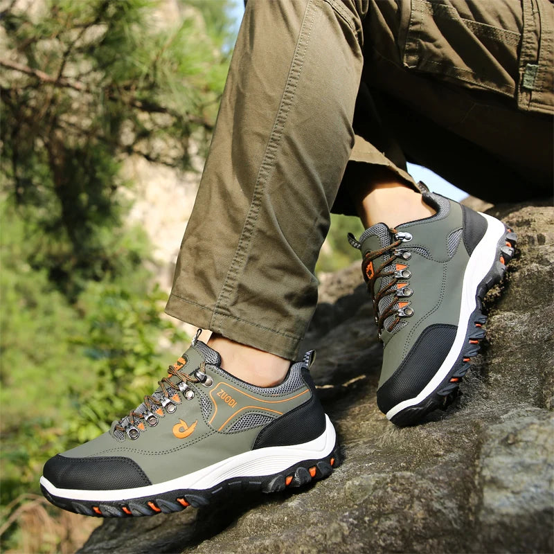 Sneakers Men's Waterproof Hiking Shoes, Outdoor PU Leather Sports Shoes, Wear-Resistant,  Walking, Tactical