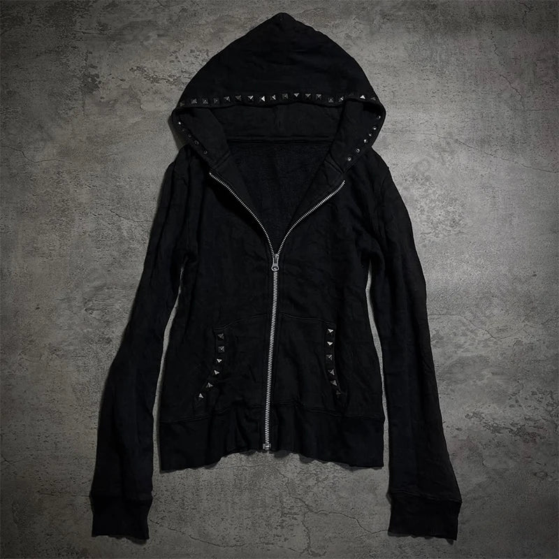 Hoodies Women's 2025 Gothic Aesthetic Autumn Winter Fur Collar Hoodie Casual Slim Chic Design Cardigan Sweatshirt 2000s Harajuku Clothes
