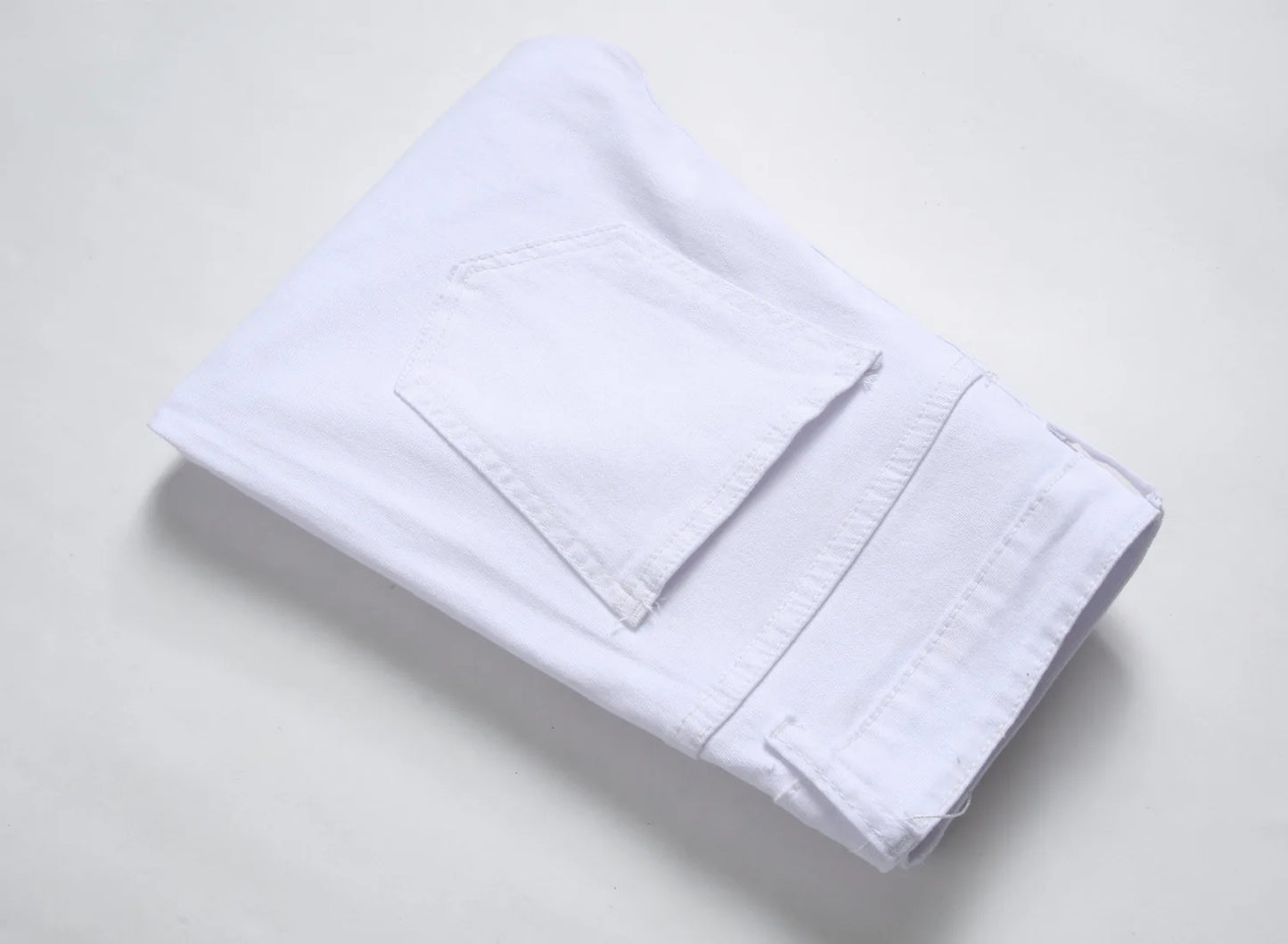 Men Vintage Wash Solid Denim Trouser Mens Casual Slim Fit Pencil Denim Holes Pants 2024