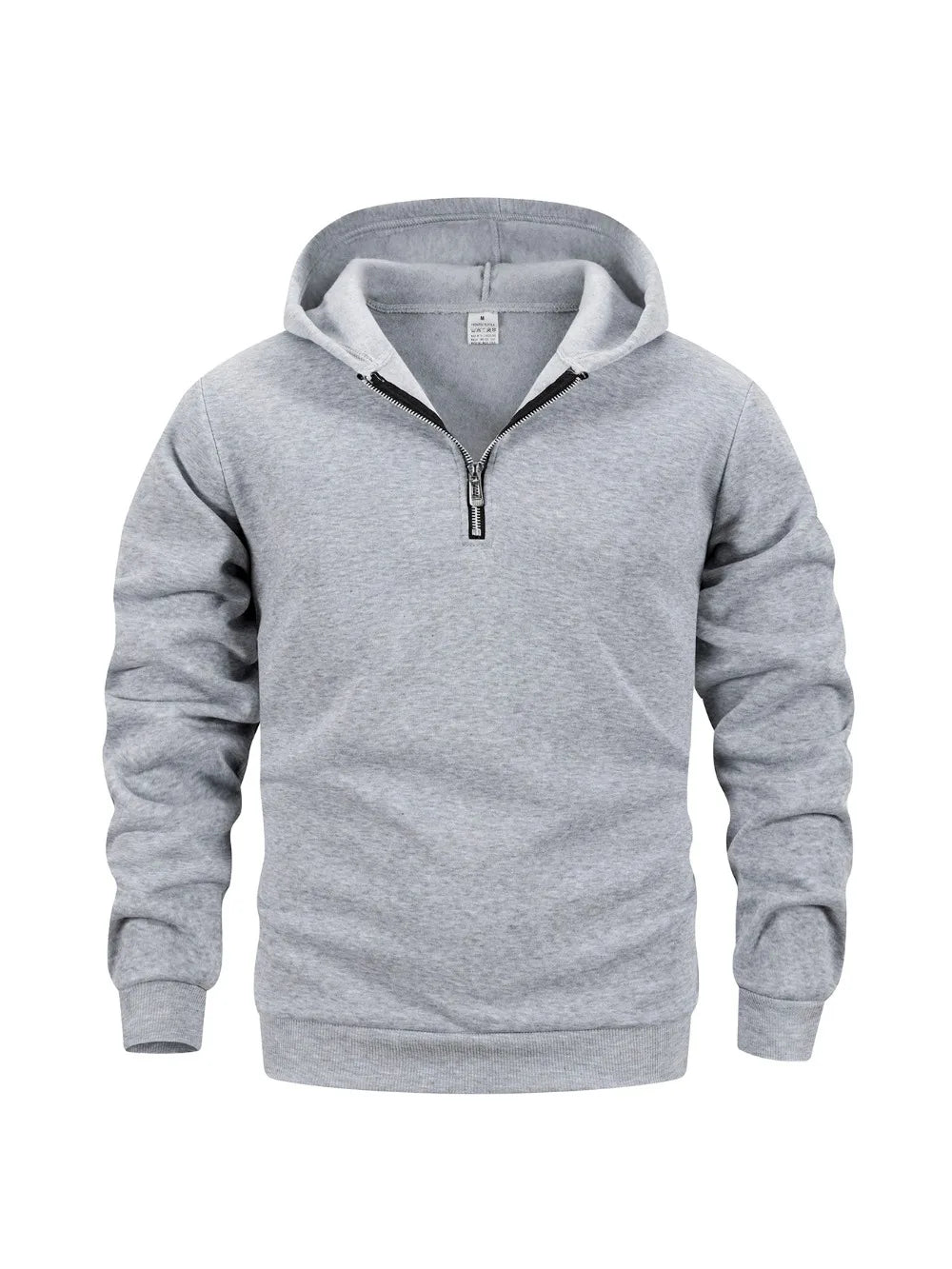 Men's Quarter Zip Up Hoodies Autumn Warm Long Sleeve Sweatshirt Fashion Street Casual Pullover Solid Color Basic Men Clothing