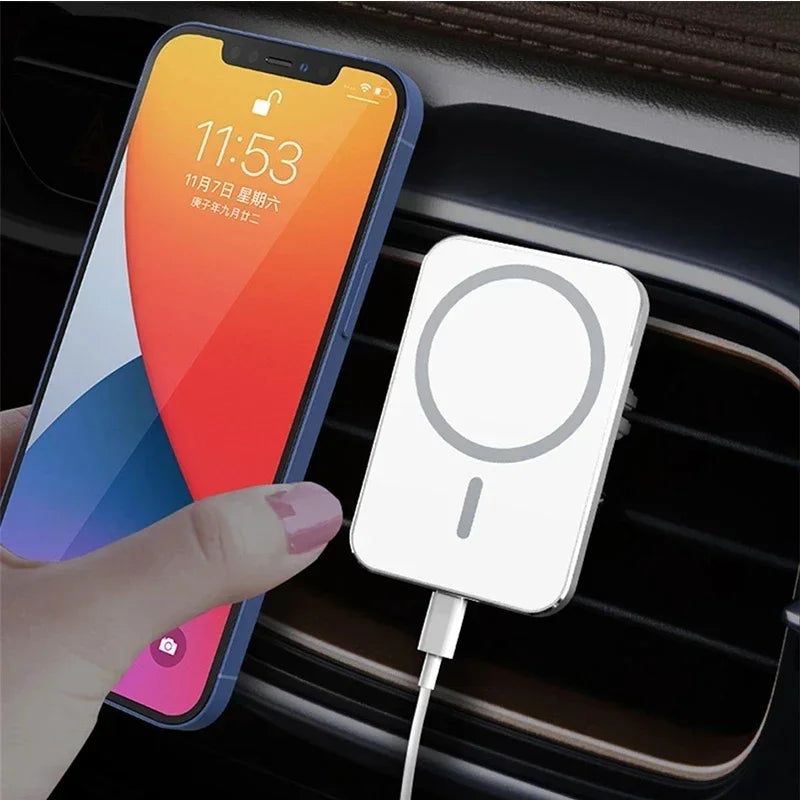 15W Magnetic Wireless Car Charger Air Vent Phone Holder Stand 15W Fast Charging Car Mount For iPhone 16 15 14 Plus 13 12 ProMax