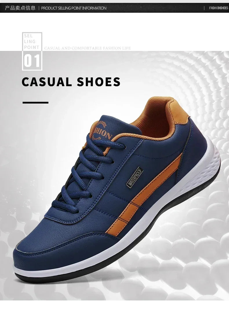 Sneakers Men Shoes Spring Autumn Waterproof Walking Sneakers Leisure Male Leather Sports Shoes Non-Slip Footwear Tennis for Men