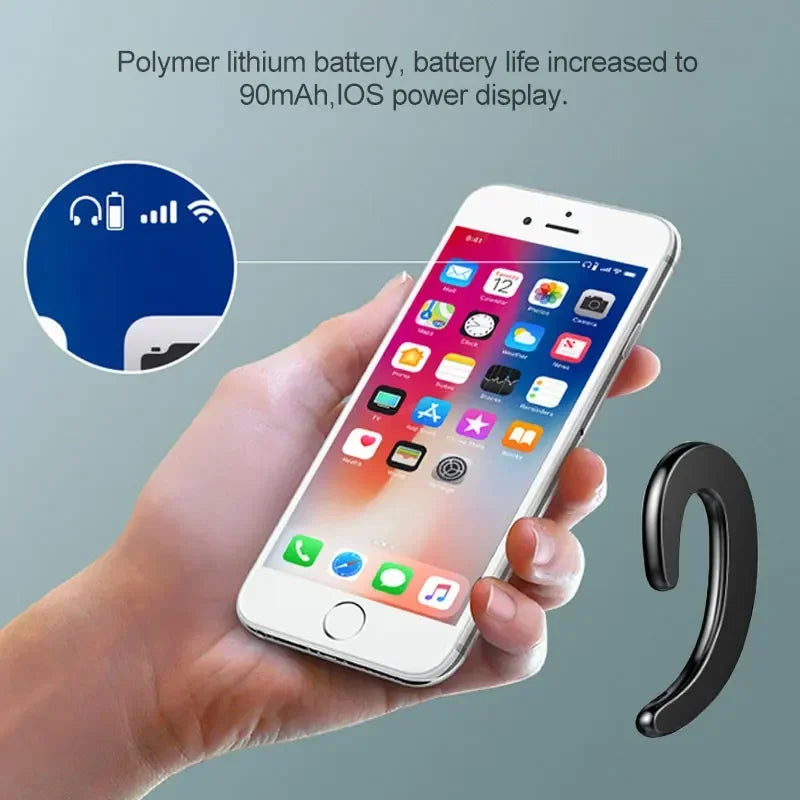 Y12 1Pc Wireless Bluetooth Bone Conduction Earhook with Mic Car Driver Earphone Noise Cancelling Headphones