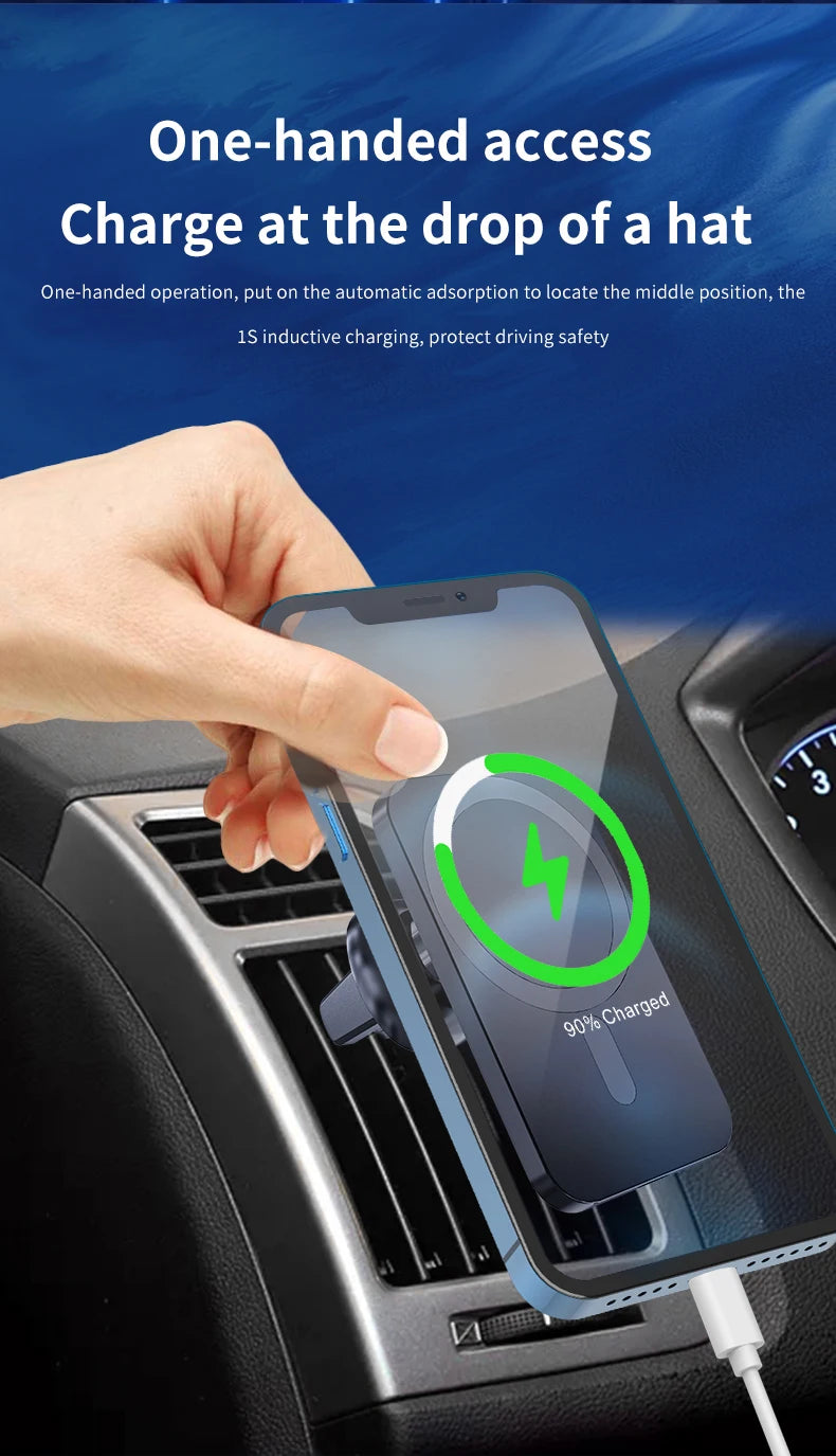 30W Magnetic Wireless Car Charger For MagSafe iPhone 16 15 14 13 Pro Max Xiaomi Samsung Xiaomi Air Vent Clip Phone Holder Stand
