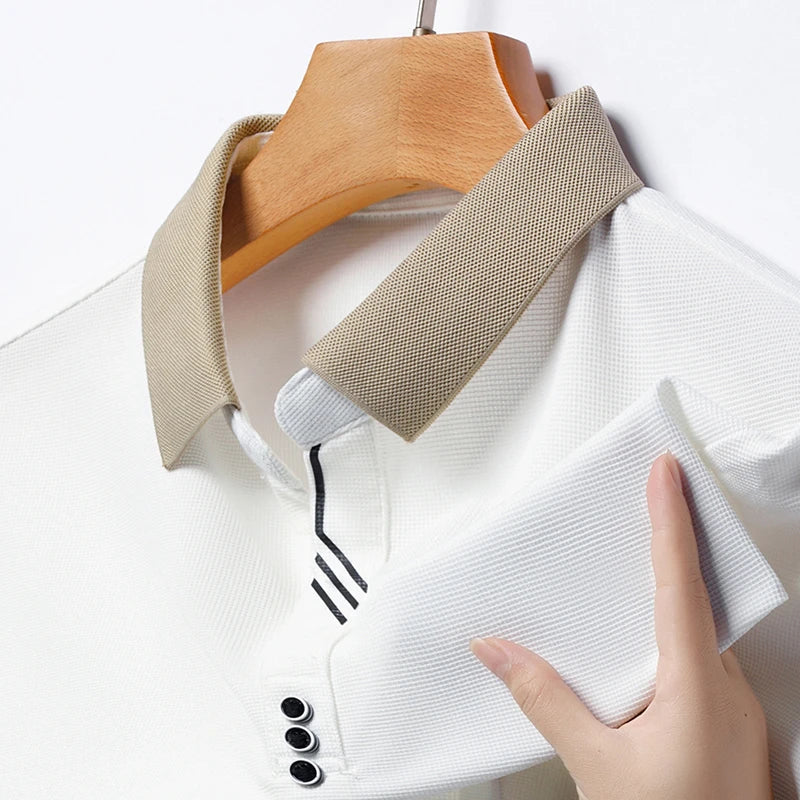 Polo Men's Solid Color Casual Fashion Short Sleeve Polo Shirt Summer Comfortable Top for Business And Leisure