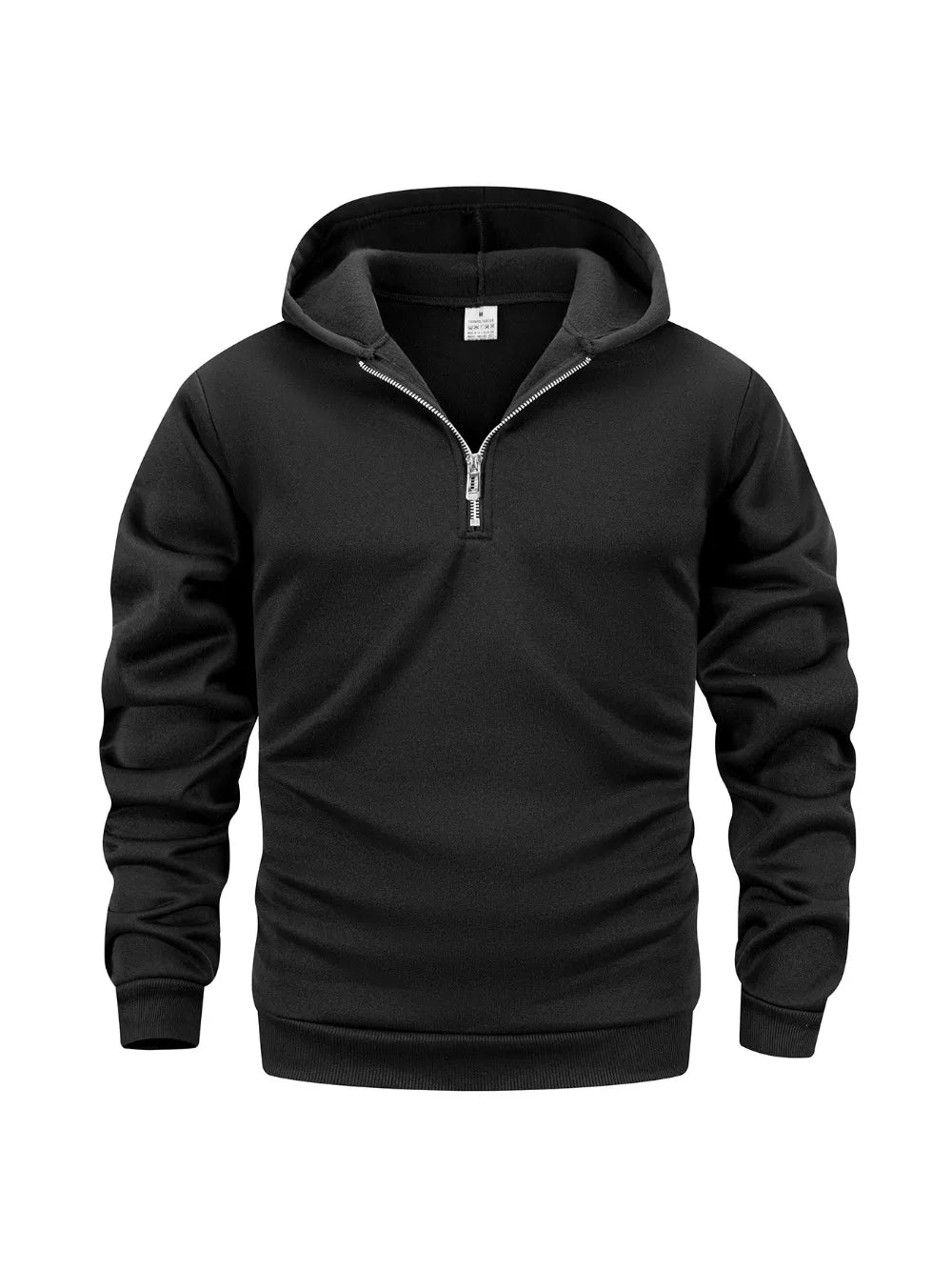 Men's Quarter Zip Up Hoodies Autumn Warm Long Sleeve Sweatshirt Fashion Street Casual Pullover Solid Color Basic Men Clothing